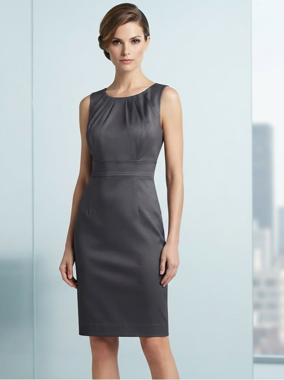 le chateau Sleeveless Midi Sheath Dress Dark Gray Size S